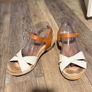 Dansko Brown and white Leather Wedge Sandal size 40
